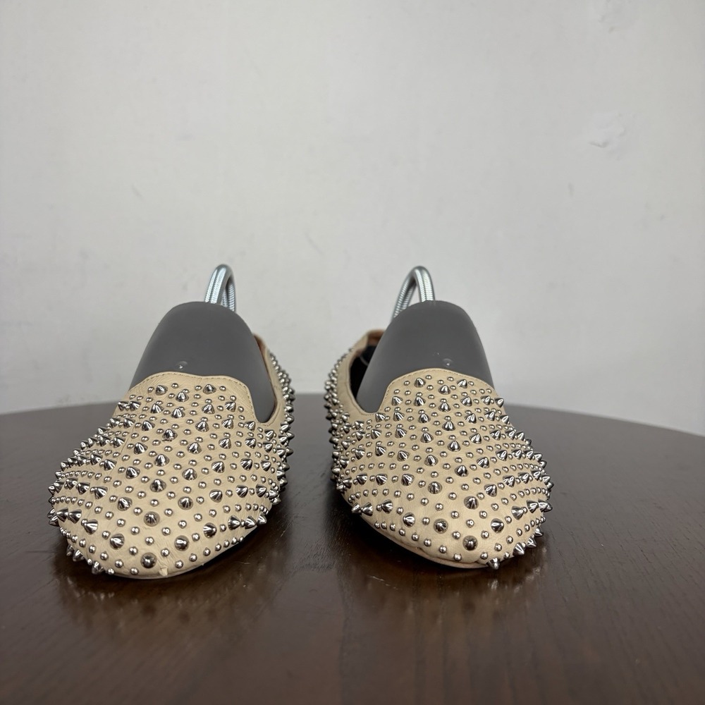 Jeffrey Campbell Martini Loafer Shoes Women's 7.5 Nude Studded Spiked Flats - Picture 2 of 16